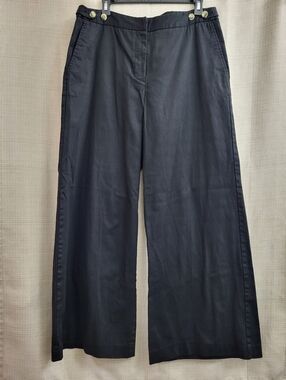 Newport News Women's Black Wide Leg Classic Trousers Career Pockets Size 14 Tall